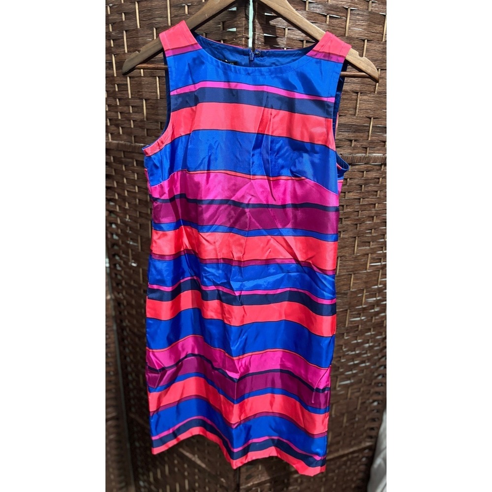 Talbots 8 P Shift Dress Striped Sleeveless Party Cocktail Career Summer Dress